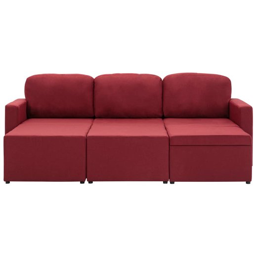 Modulares 3-Sitzer-Schlafsofa Weinrot Stoff