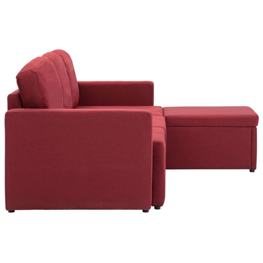 Modulares 3-Sitzer-Schlafsofa Weinrot Stoff