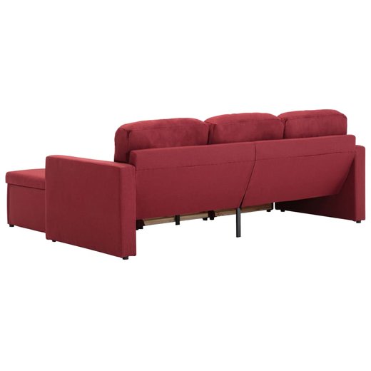 Modulares 3-Sitzer-Schlafsofa Weinrot Stoff