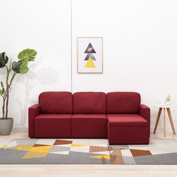 Modulares 3-Sitzer-Schlafsofa Weinrot Stoff