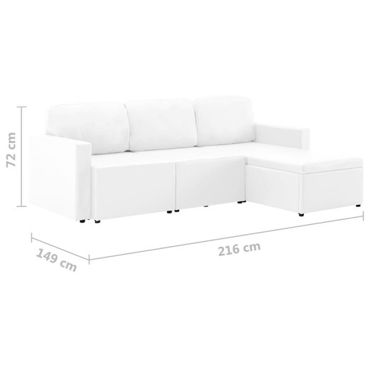 Modulares 3-Sitzer-Schlafsofa Wei Kunstleder