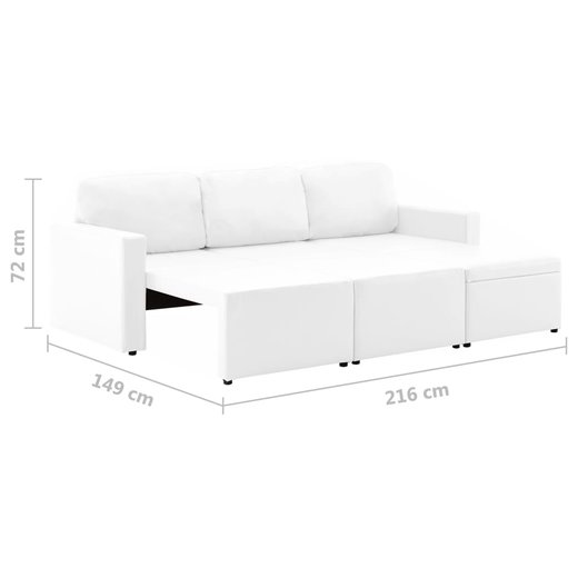 Modulares 3-Sitzer-Schlafsofa Wei Kunstleder