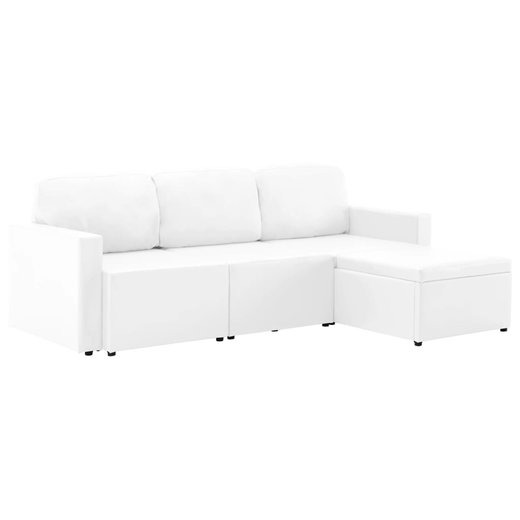 Modulares 3-Sitzer-Schlafsofa Wei Kunstleder