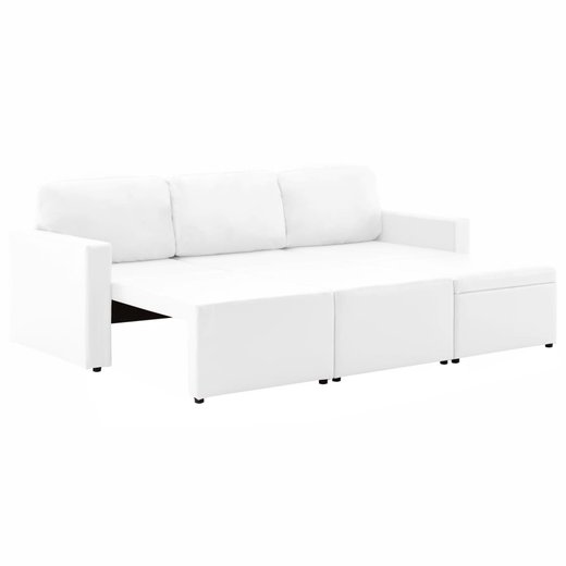 Modulares 3-Sitzer-Schlafsofa Wei Kunstleder