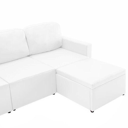 Modulares 3-Sitzer-Schlafsofa Wei Kunstleder