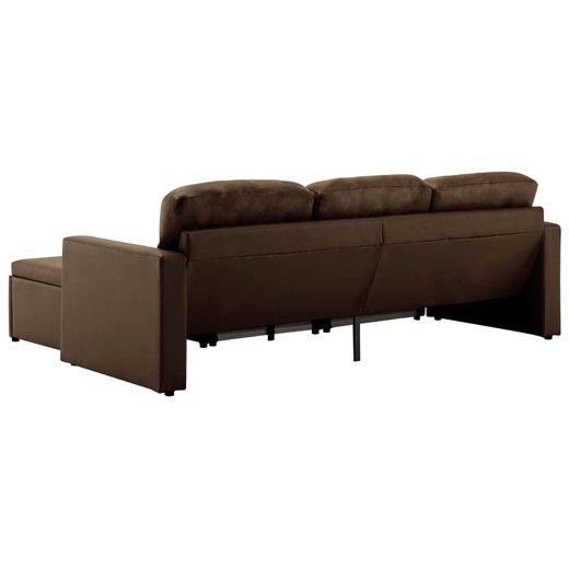 Modulares 3-Sitzer Schlafsofa Braun Kunstleder
