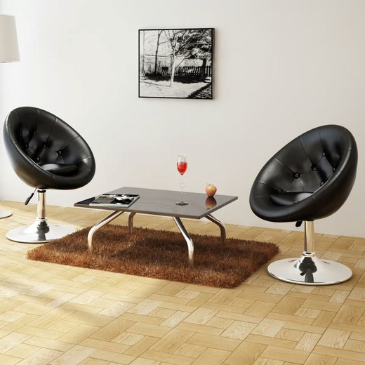 Barhocker 2 Stk. Schwarz Kunstleder