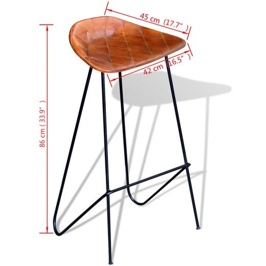 Barhocker 2 Stk. Schwarz und Braun Echtleder