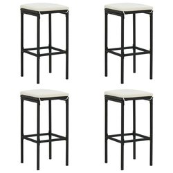 Barhocker mit Kissen 4 Stk. Schwarz Poly Rattan