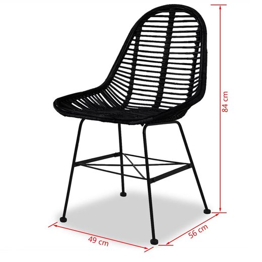 Esszimmersthle 2 Stk. Natur Rattan Schwarz