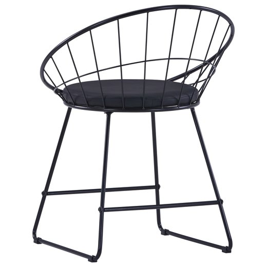 Esszimmersthle mit Kunstledersitzen 2 Stk. Schwarz Stahl