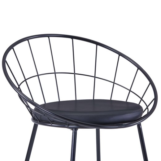 Esszimmersthle mit Kunstledersitzen 2 Stk. Schwarz Stahl