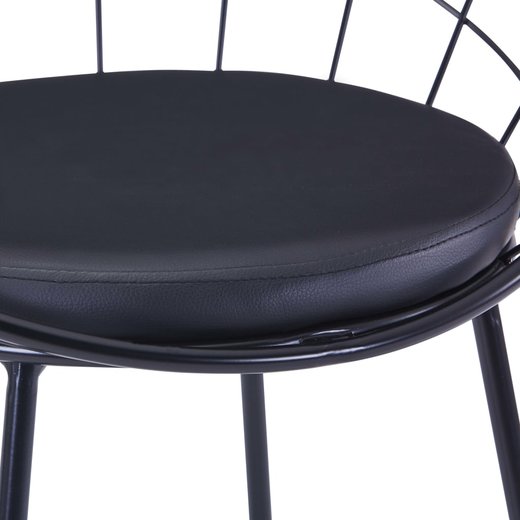 Esszimmersthle mit Kunstledersitzen 2 Stk. Schwarz Stahl