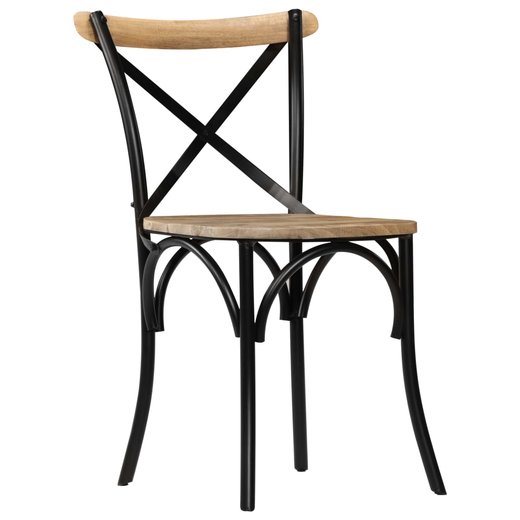 Esszimmersthle 2 Stk. Schwarz Mango-Massivholz