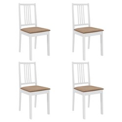 Esszimmersthle mit Polstern 4 Stk. Wei Massivholz