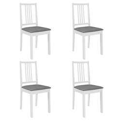 Esszimmersthle mit Polstern 4 Stk. Wei Massivholz