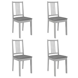 Esszimmersthle mit Polstern 4 Stk. Grau Massivholz