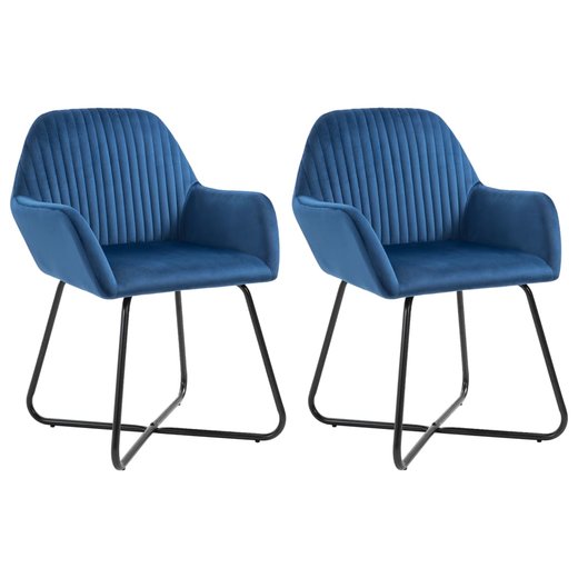 Esszimmersthle 2 Stk. Blau Samt