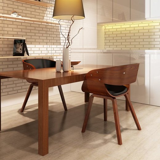 Esszimmersthle 2 Stk. Braun Bugholz und Kunstleder