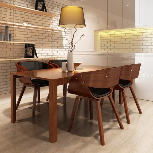 Esszimmersthle 4 Stk. Braun Bugholz und Kunstleder