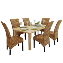 Esszimmersthle 6 Stk. Abaca und Mango Massivholz