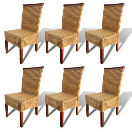Esszimmersthle 6 Stk. Natur Rattan Braun