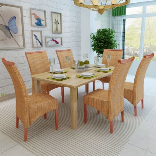 Esszimmersthle 6 Stk. Natur Rattan Braun