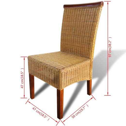 Esszimmersthle 6 Stk. Natur Rattan Braun