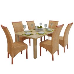 Esszimmersthle 6 Stk. Natur Rattan Braun