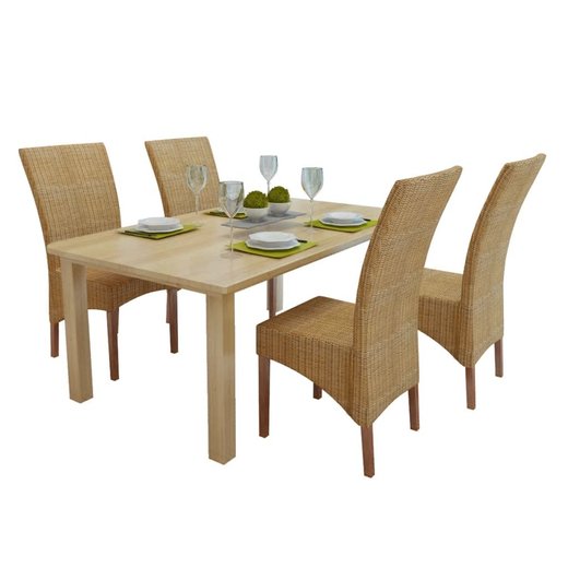 Esszimmersthle 4 Stk. Natur Rattan Braun