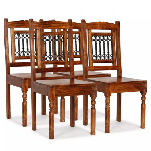 Esszimmersthle 4 Stk. Massivholz mit Palisander-Finish