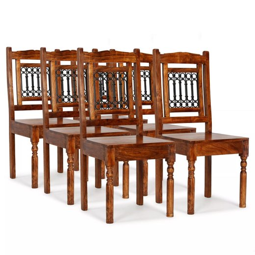 Esszimmersthle 6 Stk. Massivholz mit Palisander-Finish