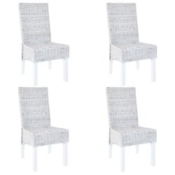 Esszimmersthle 4 Stk. Grau Kubu Rattan und Mangoholz