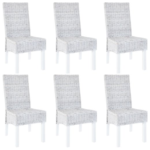 Esszimmersthle 6 Stk. Grau Kubu Rattan und Mangoholz