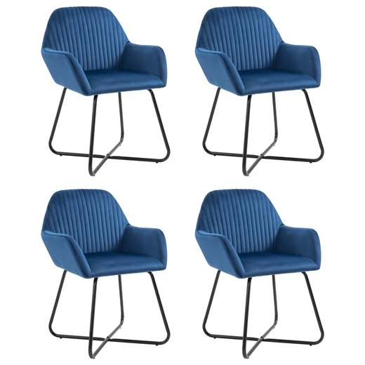 Esszimmersthle 4 Stk. Blau Samt