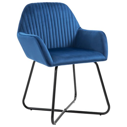 Esszimmersthle 4 Stk. Blau Samt