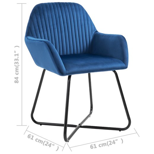Esszimmersthle 6 Stk. Blau Samt
