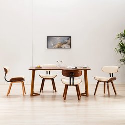 Esszimmersthle 4 Stk. Creme Bugholz und Kunstleder