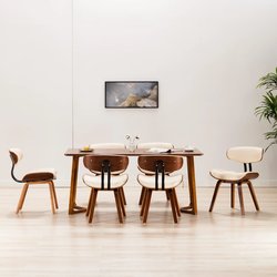 Esszimmersthle 6 Stk. Creme Bugholz und Kunstleder