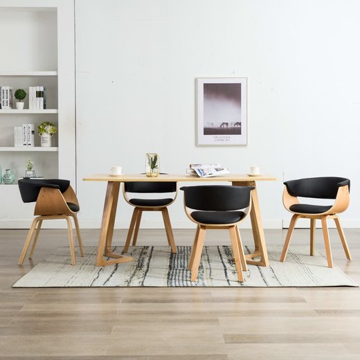 Esszimmersthle 4 Stk. Schwarz Bugholz und Kunstleder