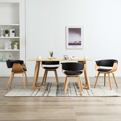 Esszimmersthle 4 Stk. Schwarz Bugholz und Kunstleder