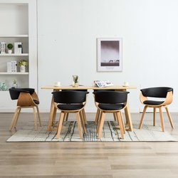 Esszimmersthle 6 Stk. Schwarz Bugholz und Kunstleder