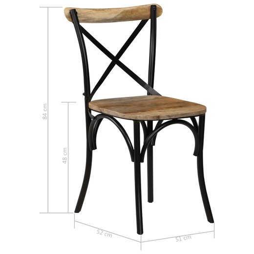 Esszimmersthle 6 Stk. Schwarz Mango-Massivholz