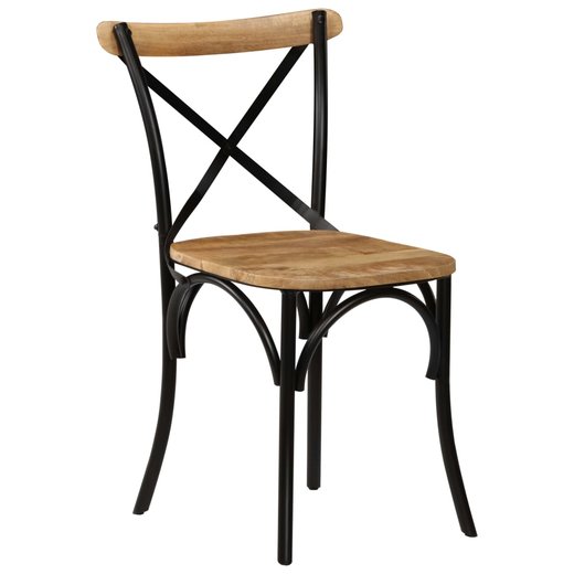 Esszimmersthle 6 Stk. Schwarz Mango-Massivholz
