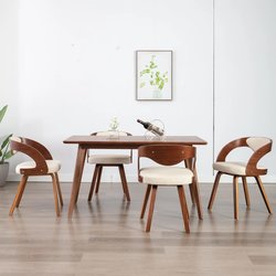 Esszimmersthle 4 Stk. Creme Bugholz und Kunstleder