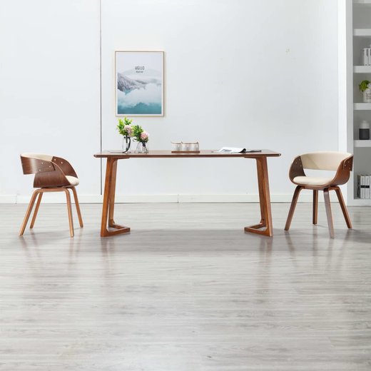 Esszimmersthle 2 Stk. Creme Bugholz und Kunstleder