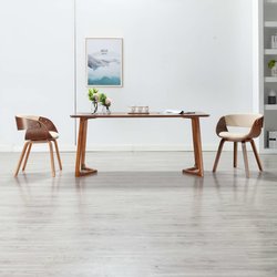 Esszimmersthle 2 Stk. Creme Bugholz und Kunstleder