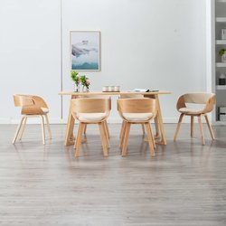 Esszimmersthle 6 Stk. Creme Bugholz und Kunstleder