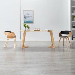 Esszimmersthle 2 Stk. Schwarz Bugholz und Kunstleder