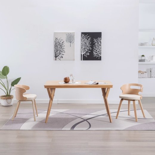 Esszimmersthle 2 Stk. Creme Bugholz und Kunstleder